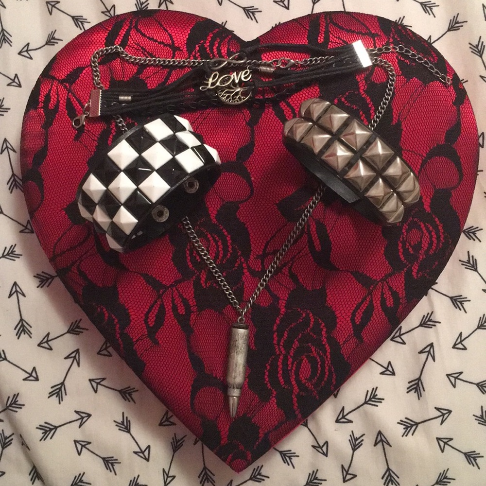 Punk Jewelry Bundle stud bracelets bullet necklace